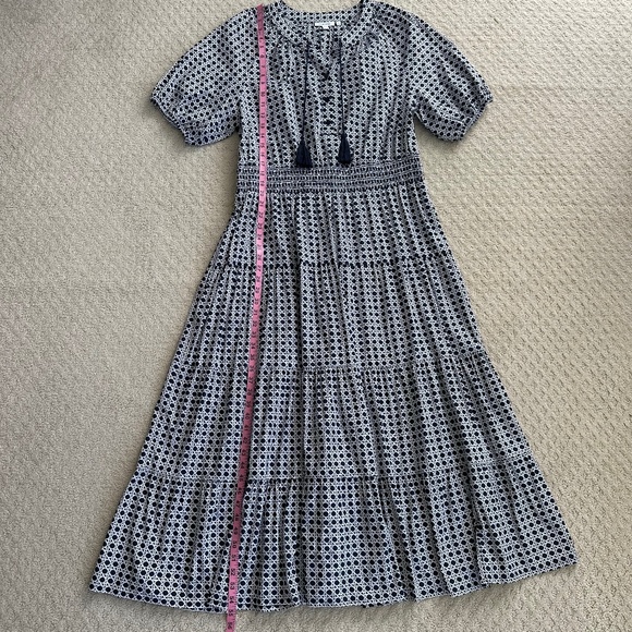 Chico's Poplin Basket Weave Maxi Dress Navy Blue/White Size 3 (US 16) Casual - Picture 14 of 15